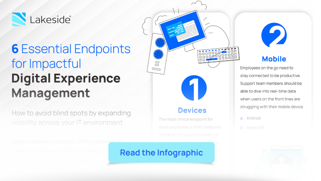 Graphic teaser for the infographic, "6 Essential Endpoints for Impactful Digital Experience Management."